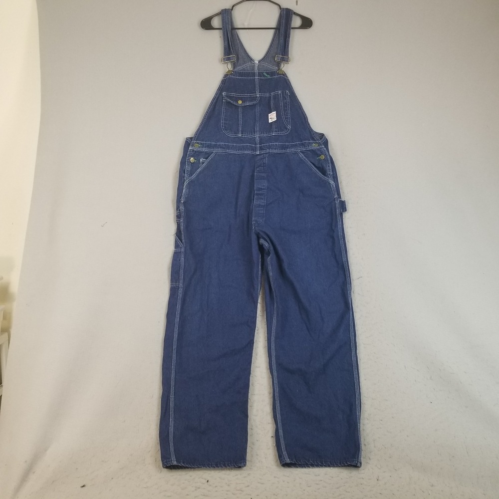 Pointer Brand Overalls Mens 42X30 Blue Denim Bib Workwear Made in USA Vintage